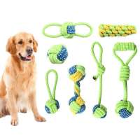 7 set Green New heavy duty Cotton Hemp Rope Bite Chewing Pet Dog Chew hemp rope dog toy