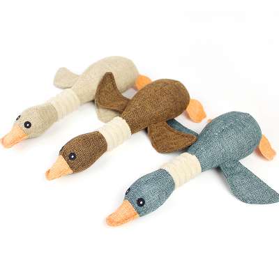 Tricolor Wild Goose Pet Plush Toy for Dogs Durable Dog Stuffed Squeaky Toys